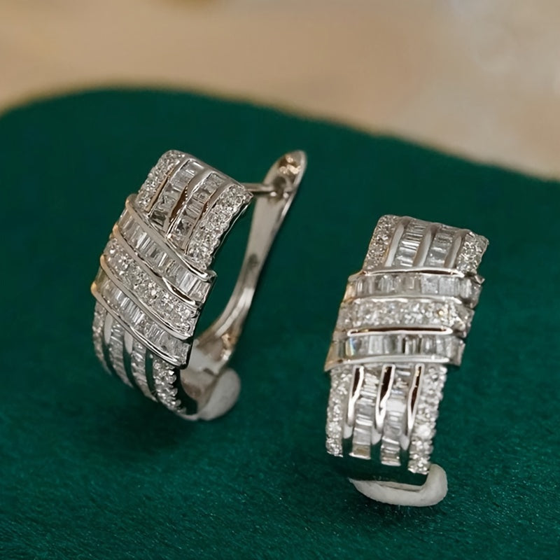 Hoop Earrings with Sparkling Zircon