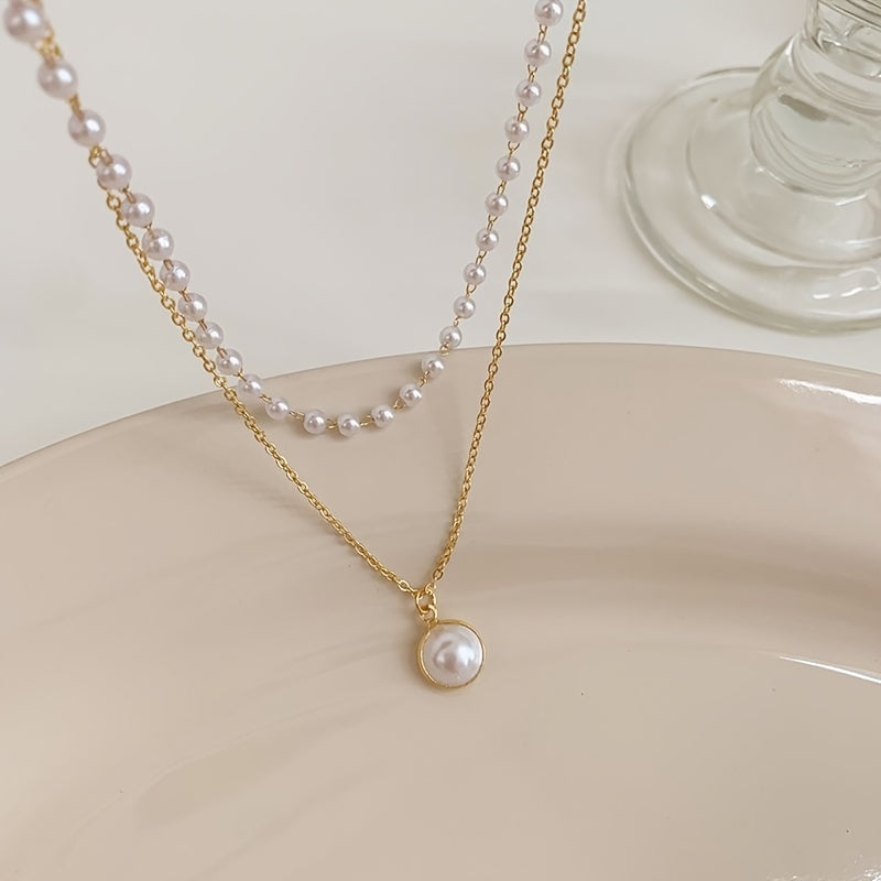 Double layer Faux Pearl String