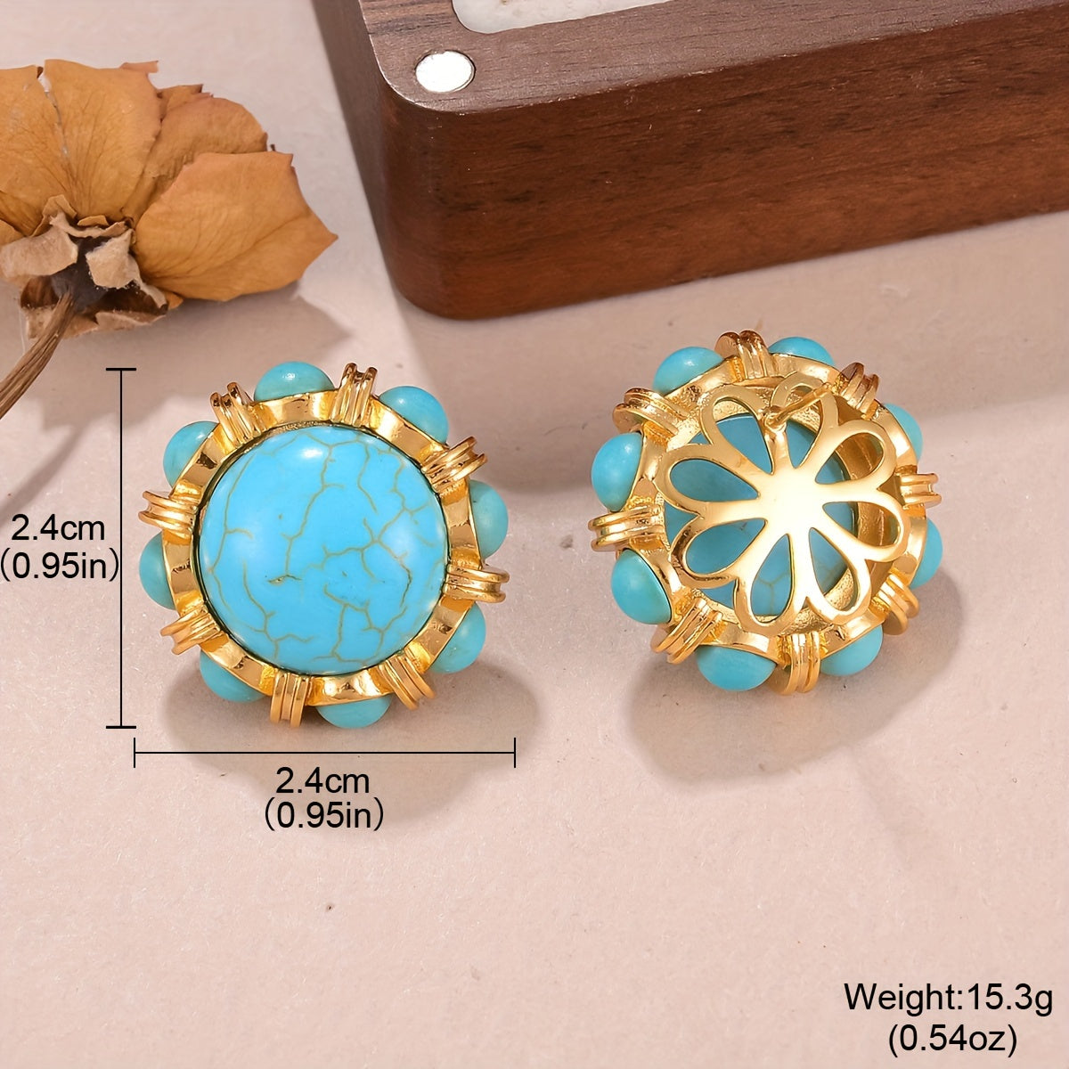 Natural Turquoise Round Earrings