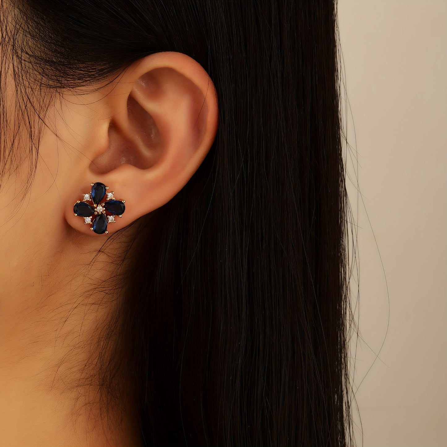 Royal Blue Cubic Zirconia Stud Earrings