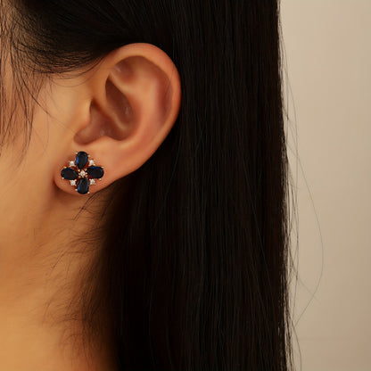 Royal Blue Cubic Zirconia Stud Earrings