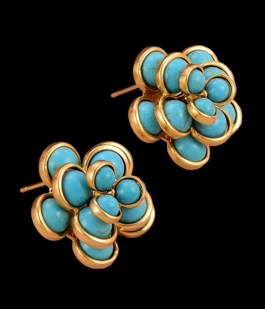 Vintage Turquoise Floral Earrings