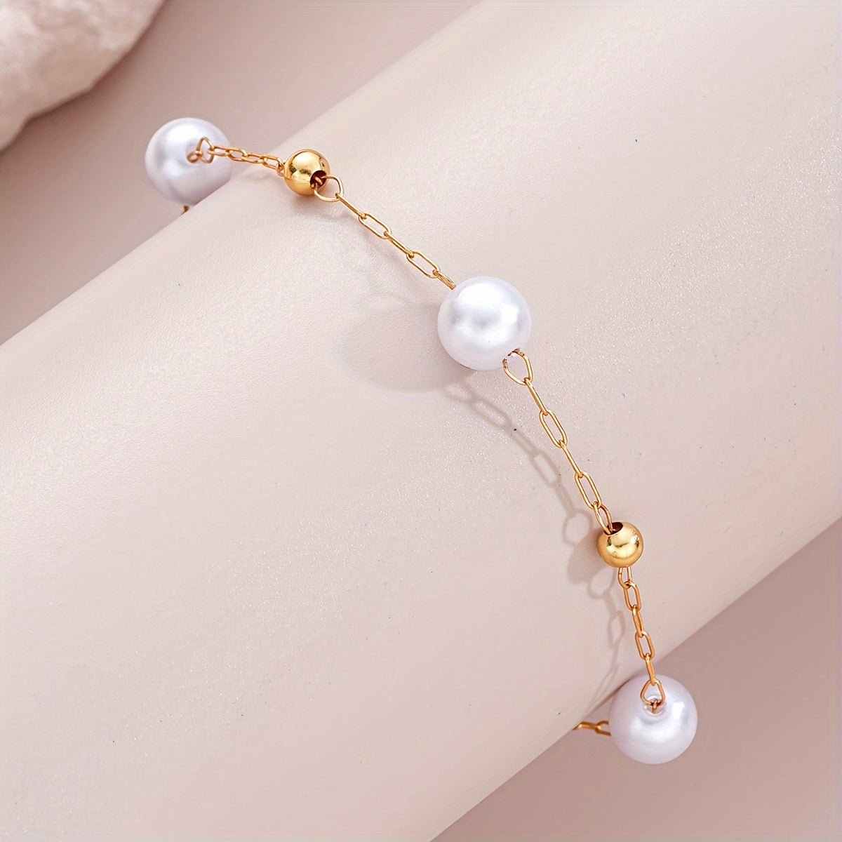 Imitation Pearl Bracelet Necklace Set
