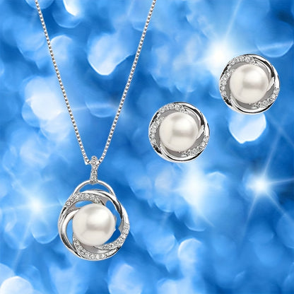 Chic Pearl Pendant and Earrings Set