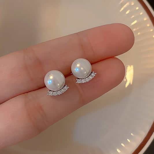 Elegant Vintage-Inspired Faux Pearl Stud Earrings