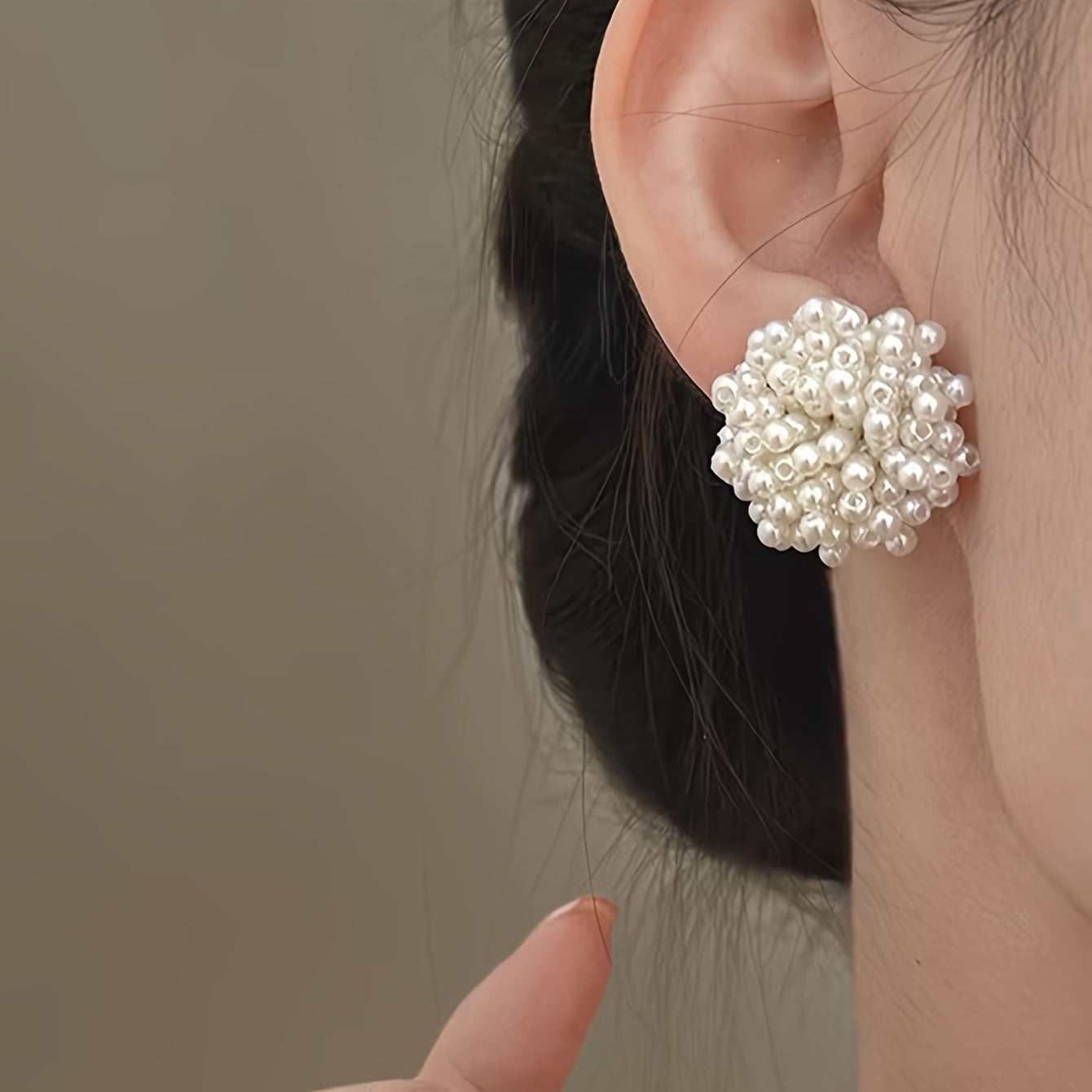 French White Pearl Stud Earrings