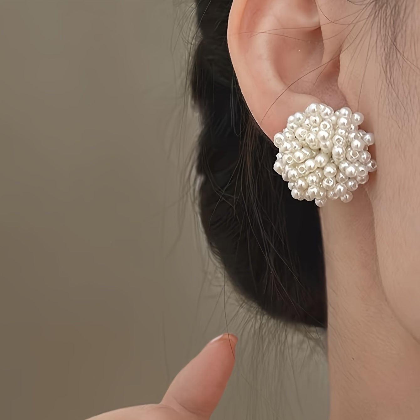 French White Pearl Stud Earrings