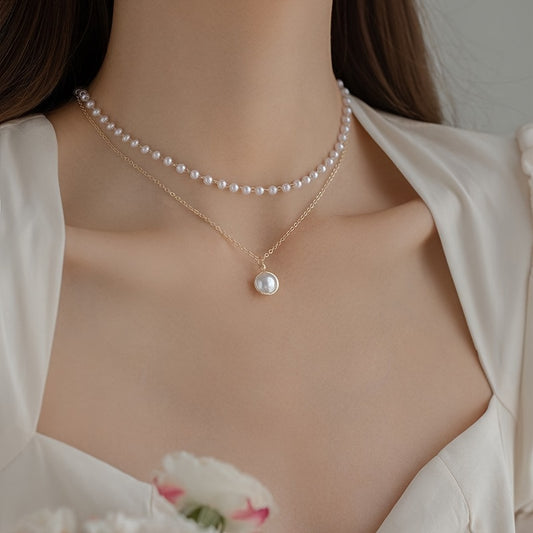 Double layer Faux Pearl String