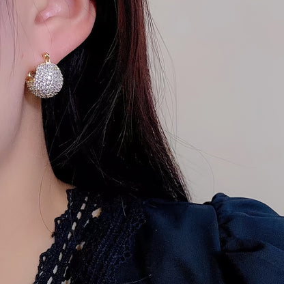 Synthetic Zirconia Spherical Earrings