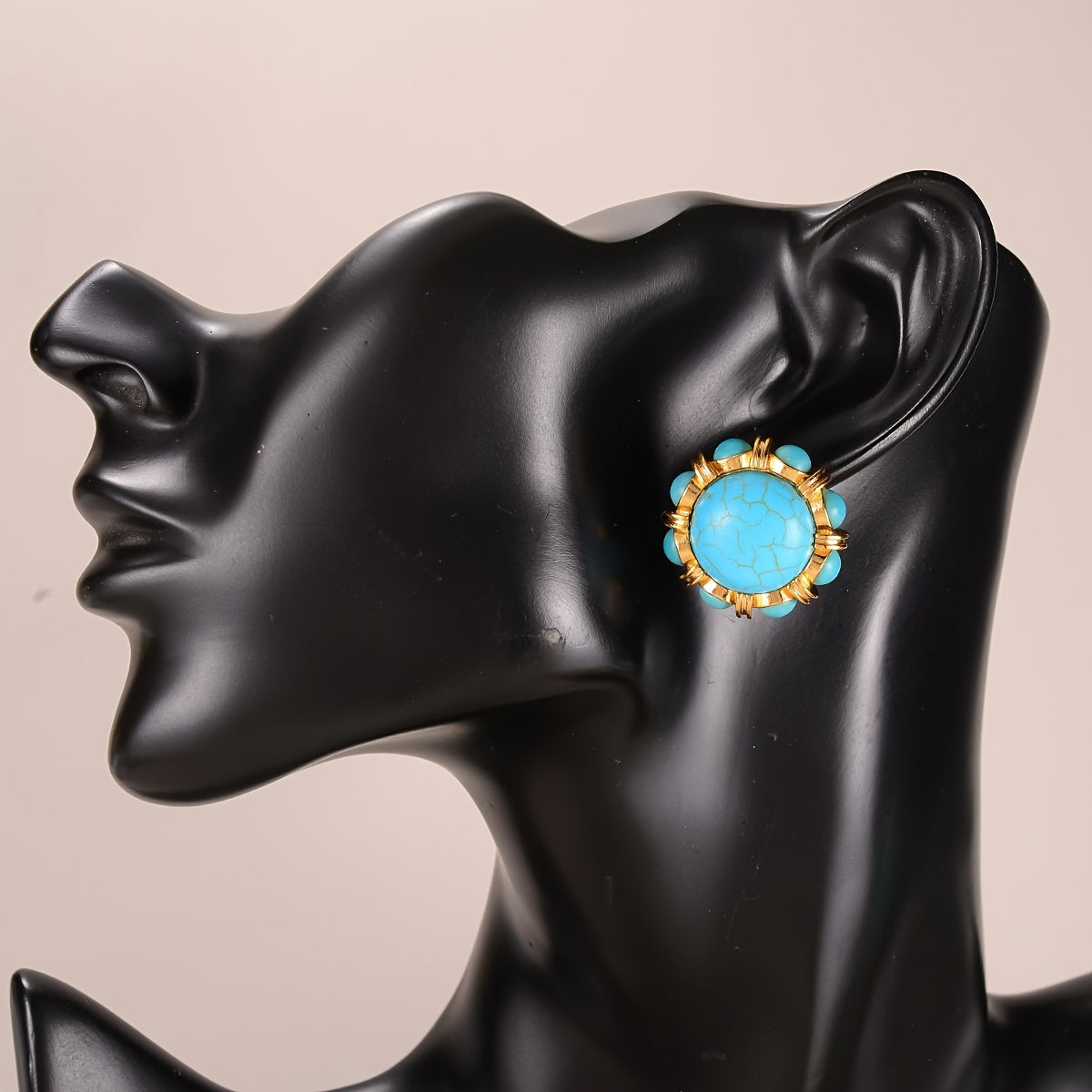 Natural Turquoise Round Earrings