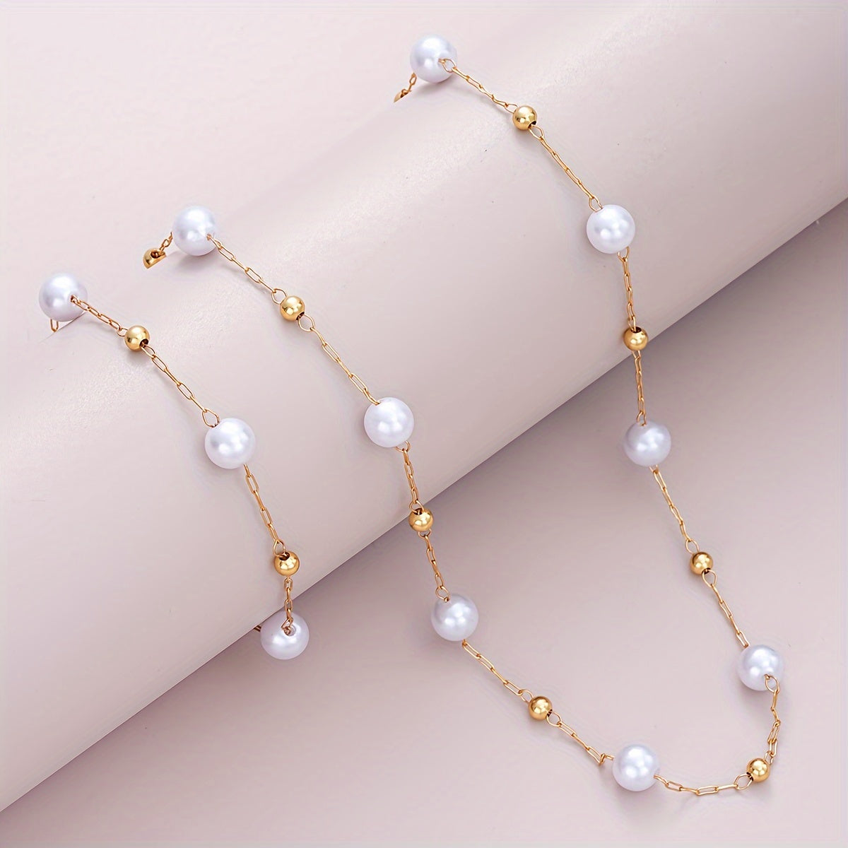 Imitation Pearl Bracelet Necklace Set