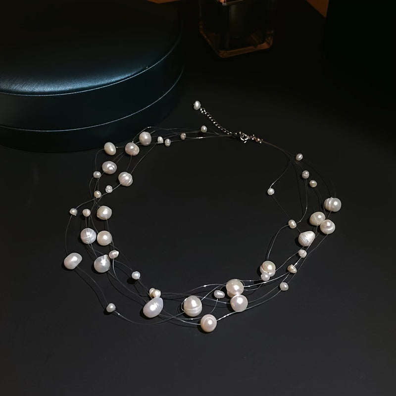 PEARL NECKLACE with TRANSLUCENT STRING