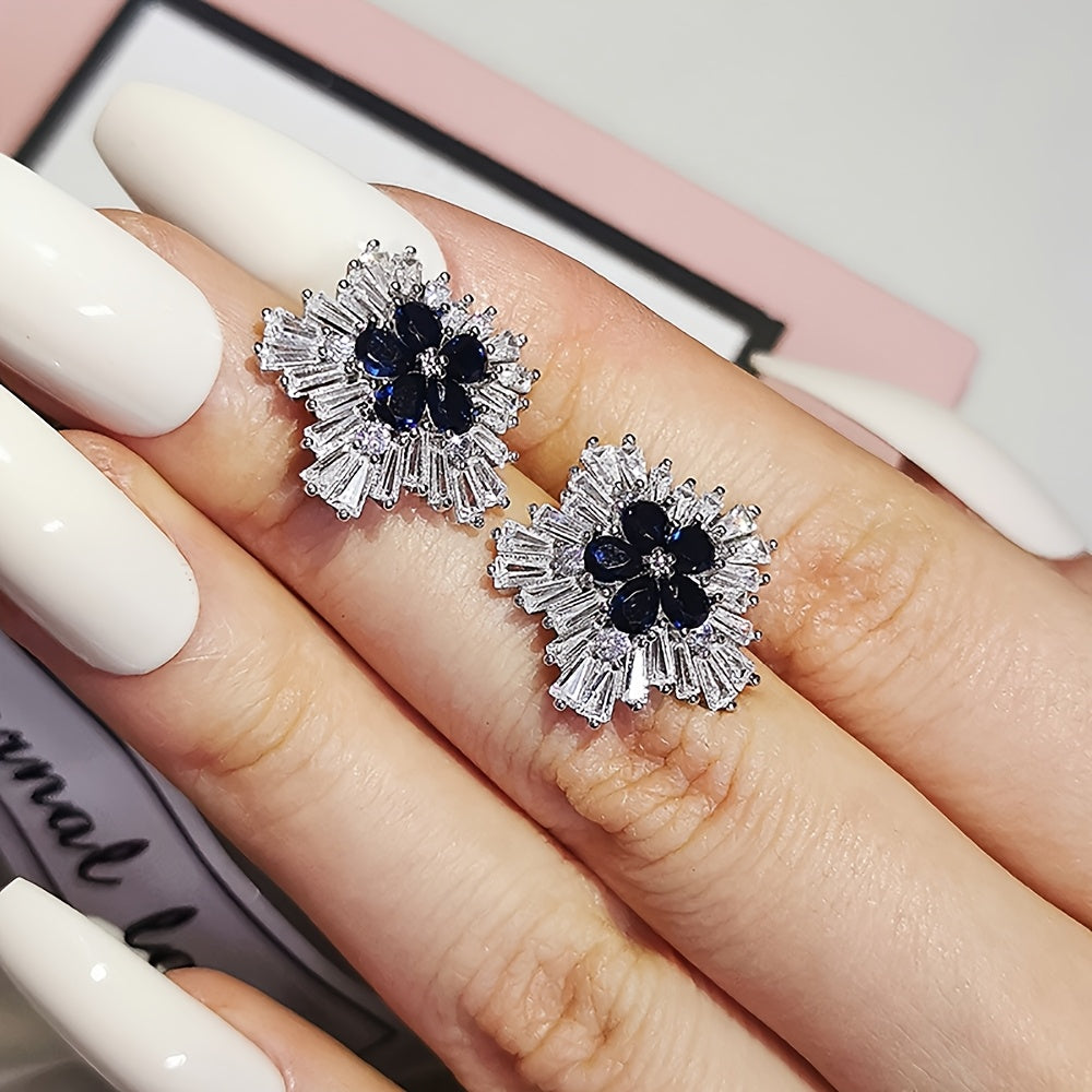 Sapphire Zircon Stud Earrings