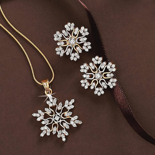 Snowflake Earrings and Pendant Set
