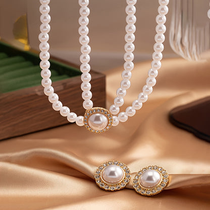 Boho Faux Pearl Zircon Set