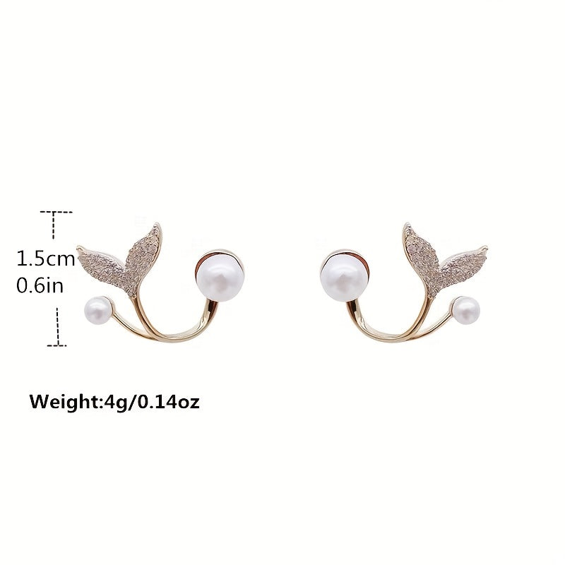 Pearl Mermaid Tail Stud Earrings