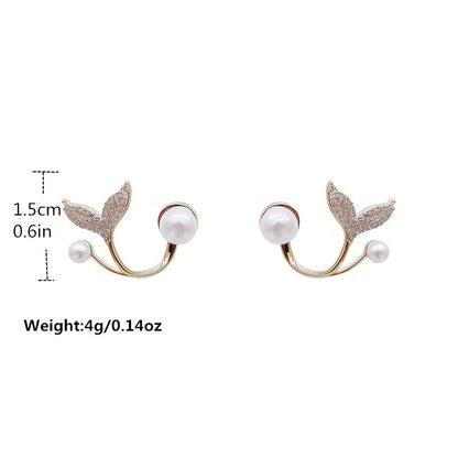 Pearl Mermaid Tail Stud Earrings