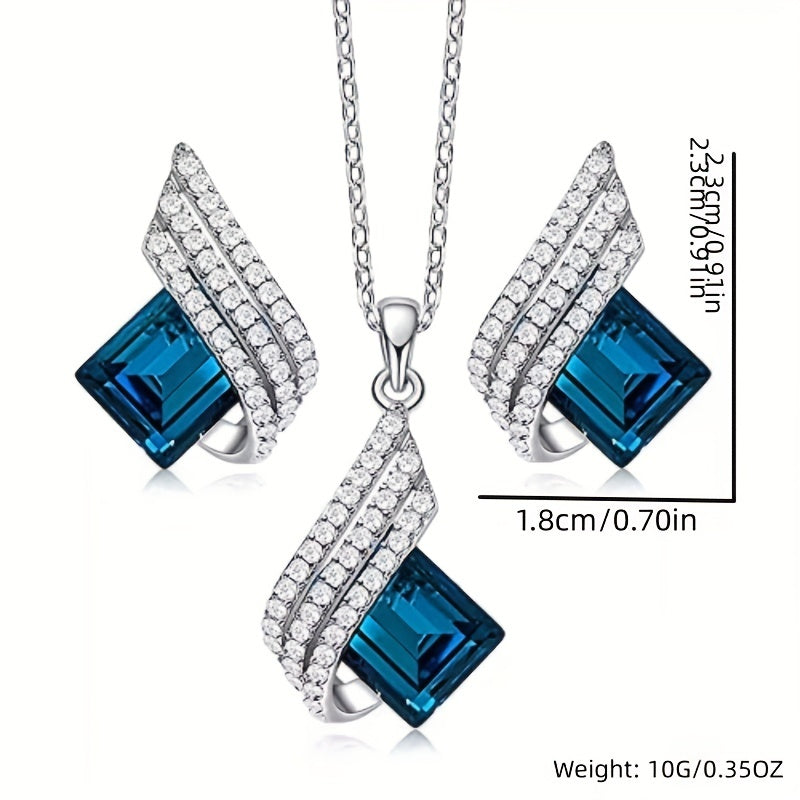 Zircon and Blue Pendant Set