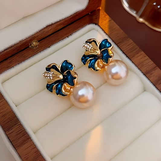 French Vintage Dripping Oil Stud Earrings