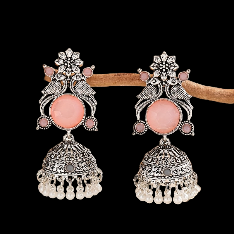 Traditional Pink Jhumka Earrings