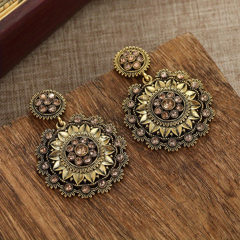 Vintage Copper Flower Dangle Earrings