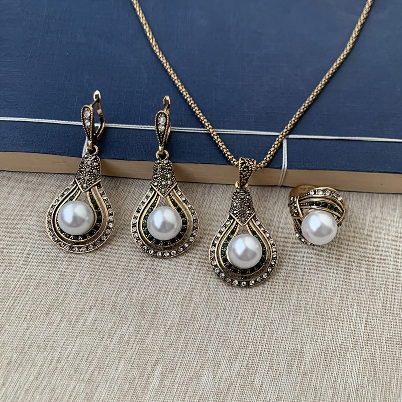 Antique Zinc Alloy Pearl Set