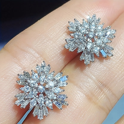 Zirconia Snowflake Stud Earrings
