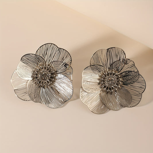 Floral Hollow Design Copper Stud Earrings