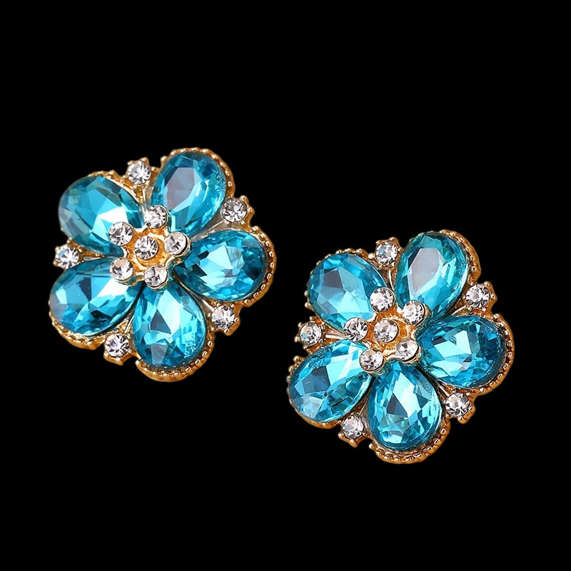Blue Blossom Gem Stud Earrings