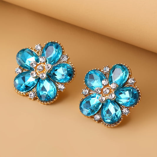 Plum Blossom Gem Stud Earrings