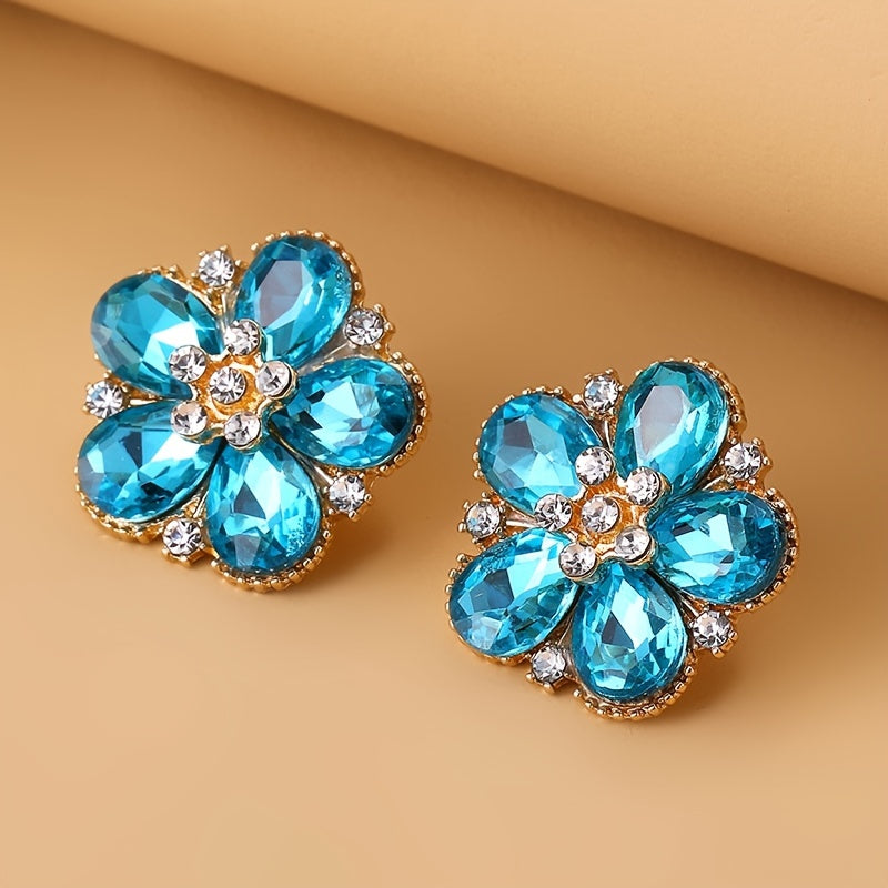 Blue Blossom Gem Stud Earrings