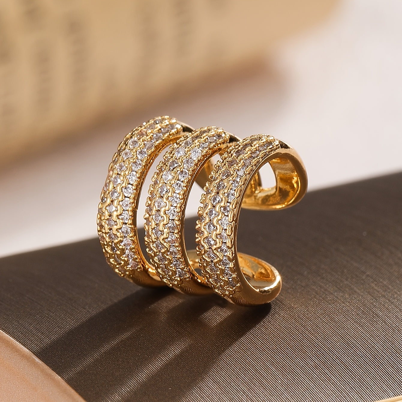 1pc Three-layer Full Rhinestone Hollow Earring Clip