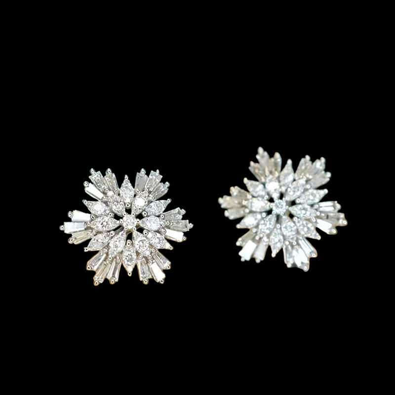 Zircon Snowflake Stud Earrings