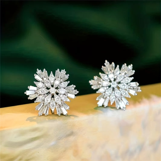 Zirconia Snowflake Stud Earrings