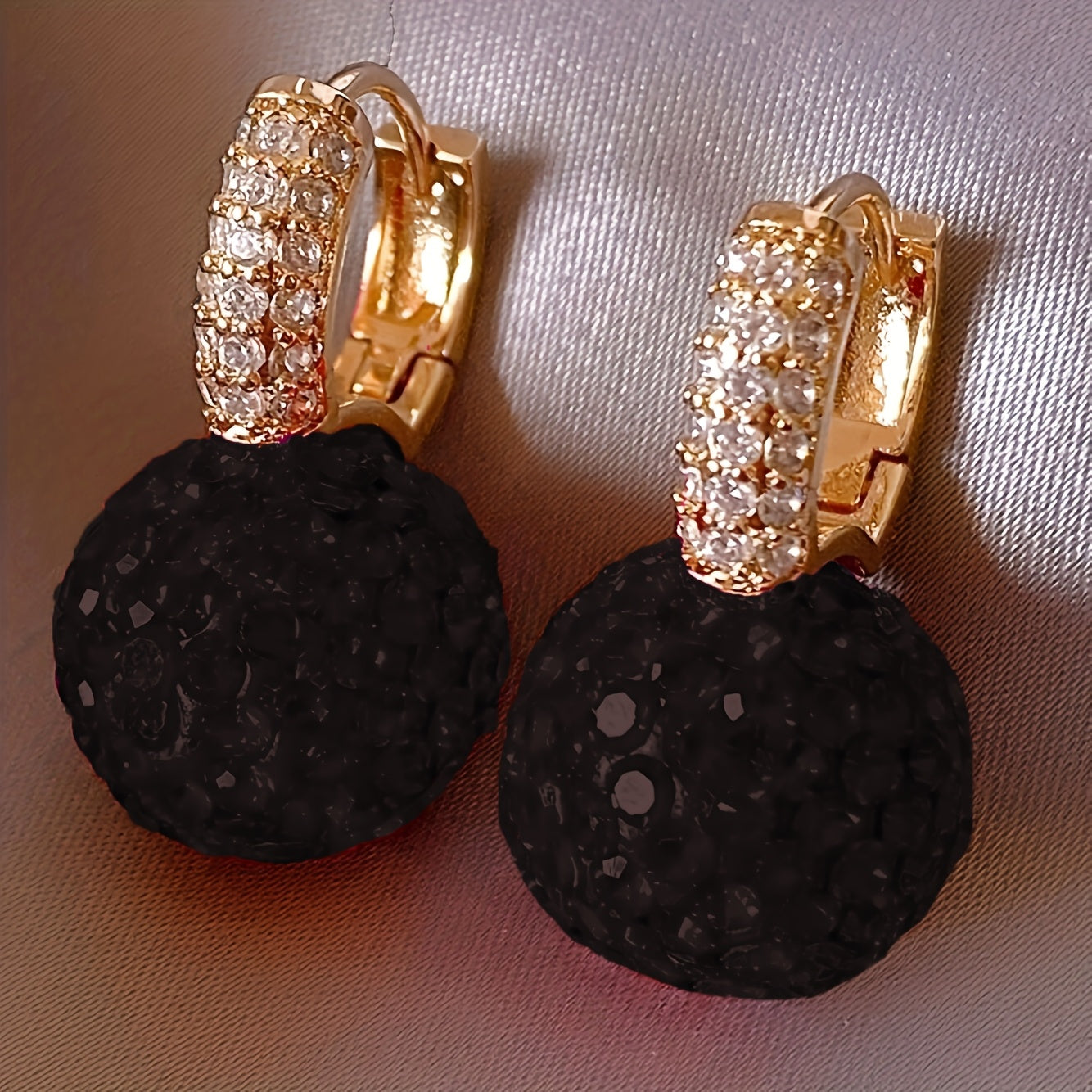 Black Rhinestone Ball Studs