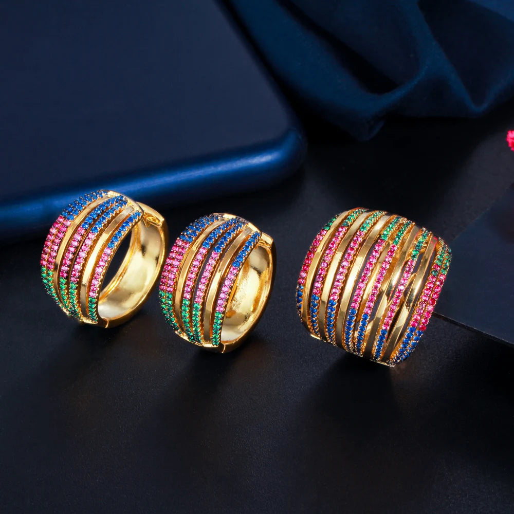 Multicolor Earrings and Ring