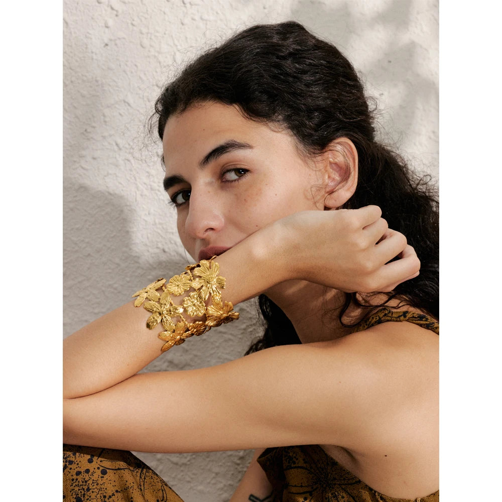 Floral 18K Gold Plated Wrist Jewelry
