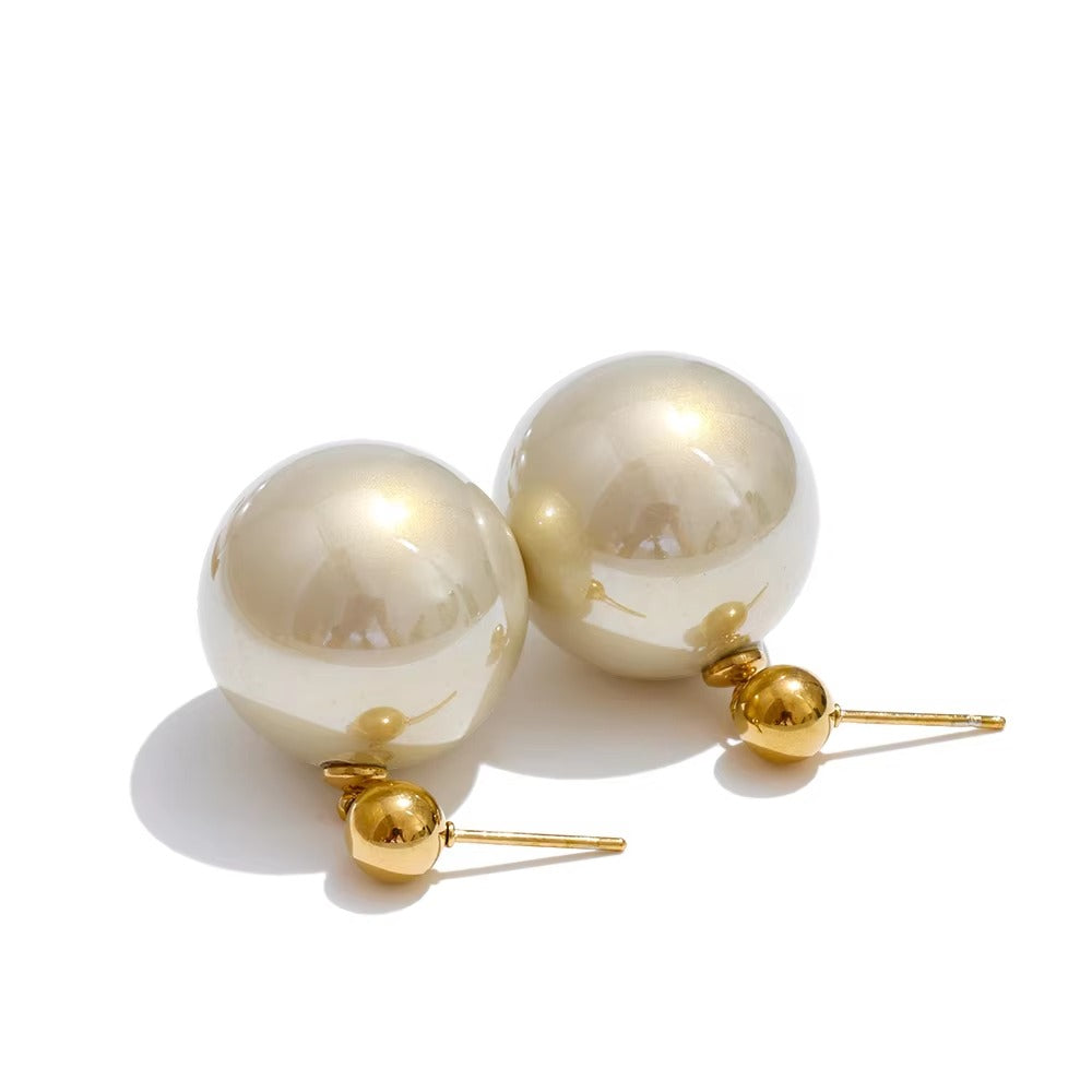 Big Pearl Gold Plated Earrings