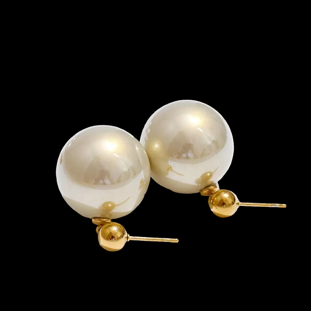 Big Pearl Gold Plated Earrings