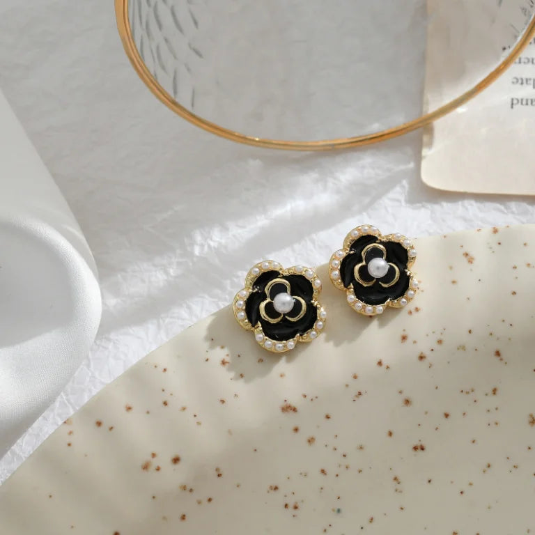 Korean Fashion Camellia Stud Earrings