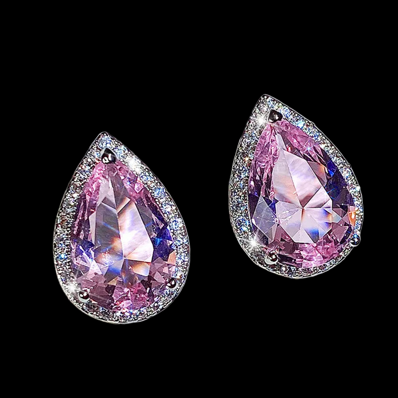 Pink Crystal Pear Earrings UW-ER-ST-005-ZR