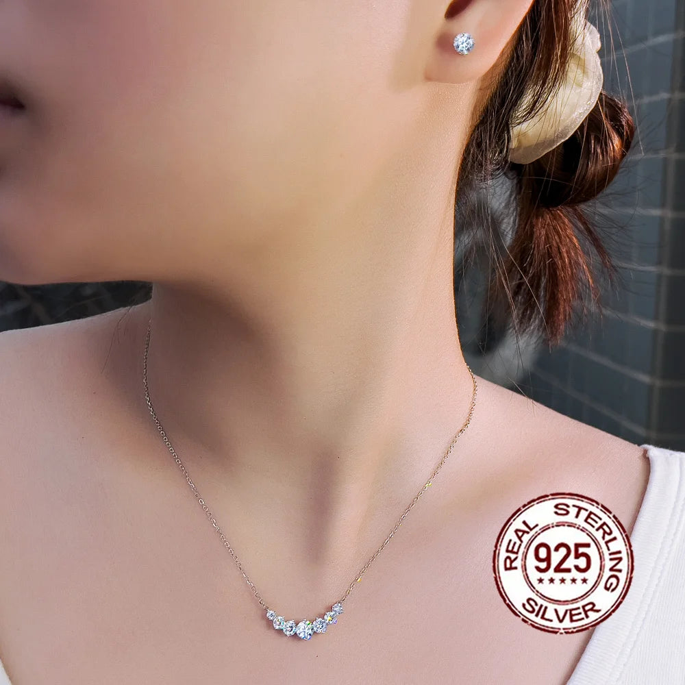 S925 Silver U shaped Zircon Pendant Set