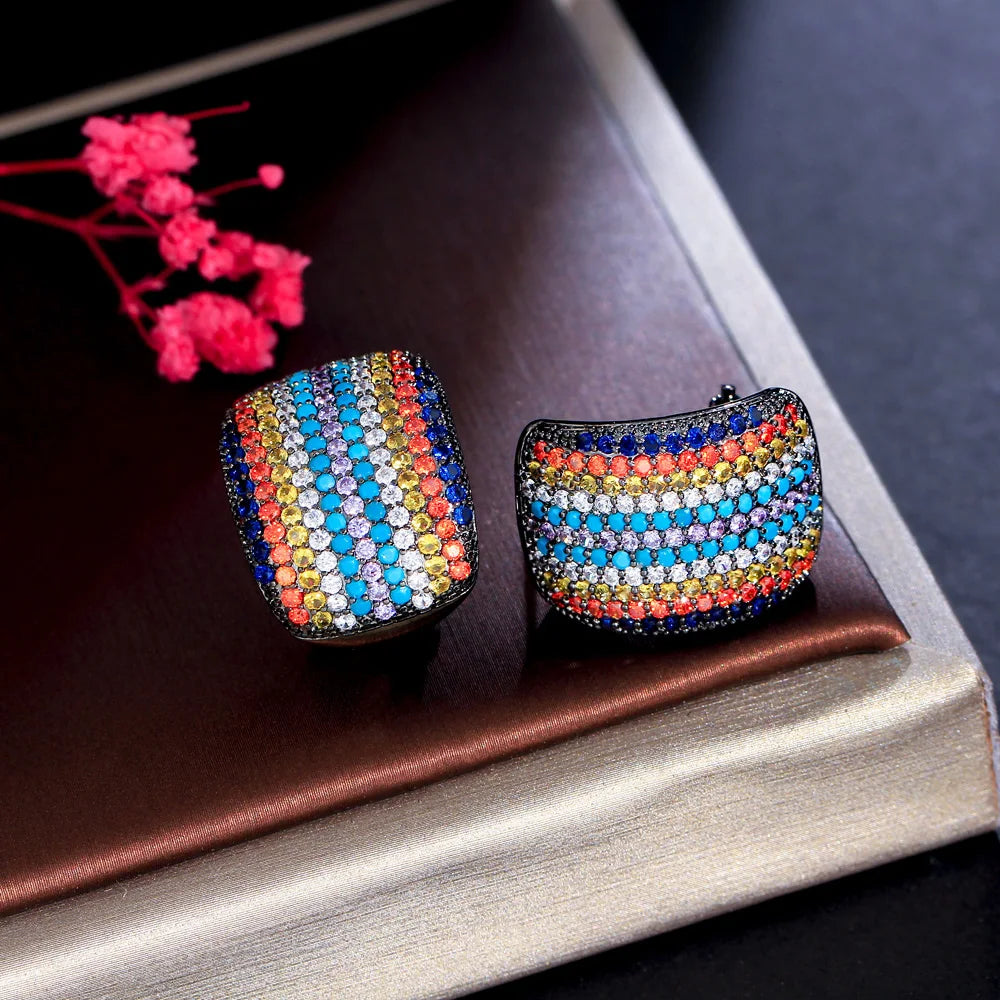 Statement Big Rectangle Stud Earrings