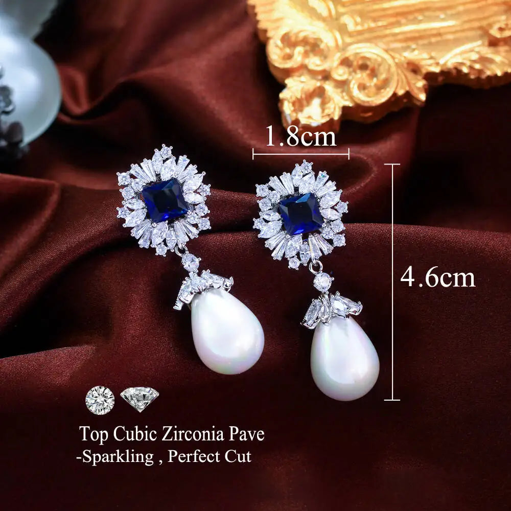 Royal Blue Zircon Drop Earring