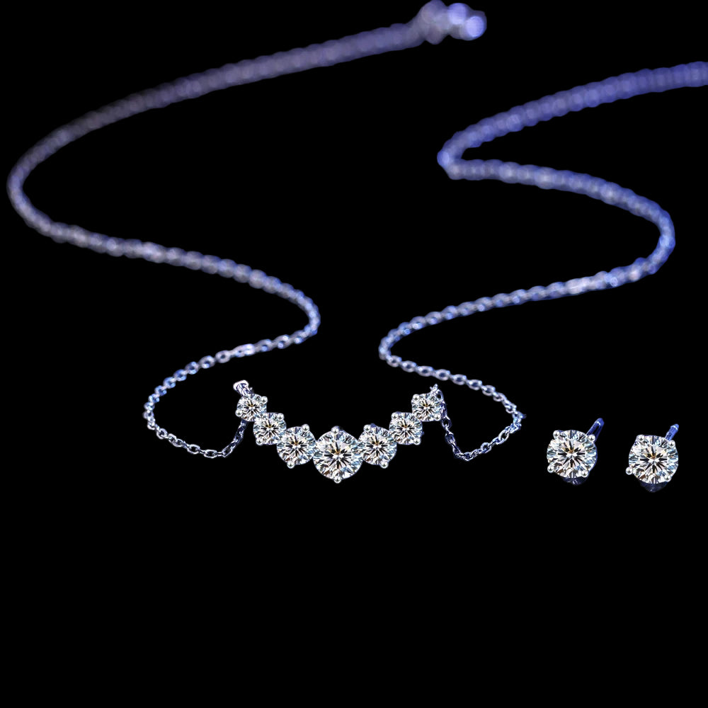 S925 Silver U shaped Zircon Pendant Set