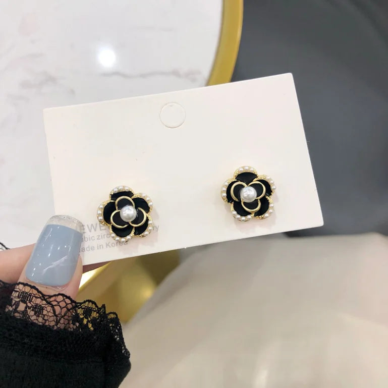 Korean Fashion Camellia Stud Earrings
