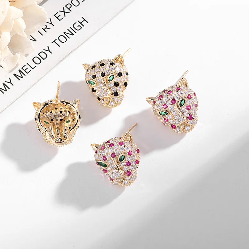 Custom Gemstone Leopard Earrings