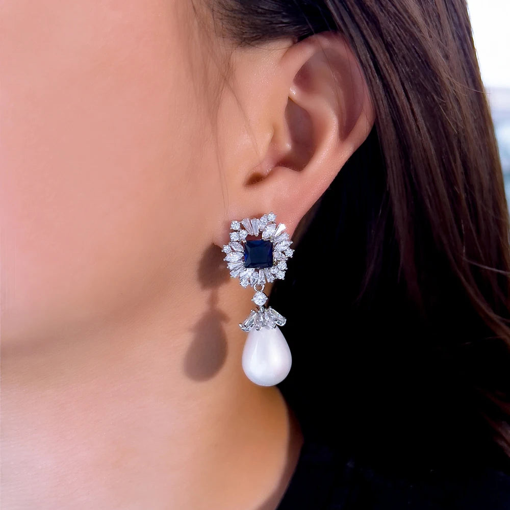 Royal Blue Zircon Drop Earring