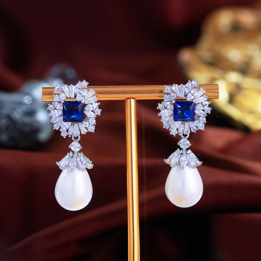 Royal Blue Zircon Drop Earring