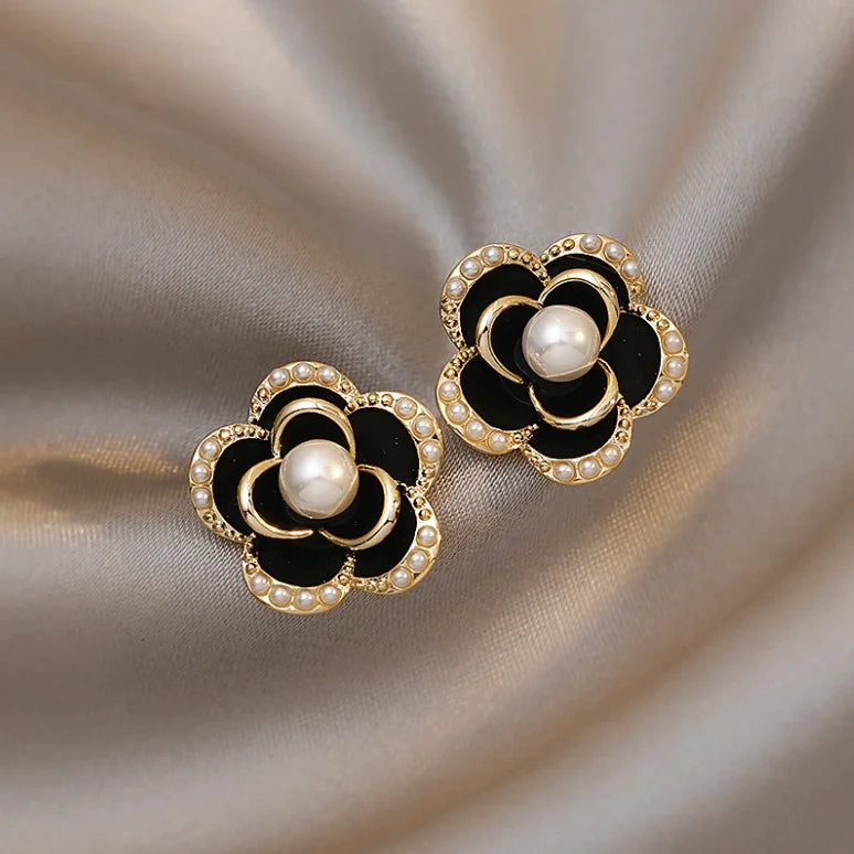 Korean Fashion Camellia Stud Earrings